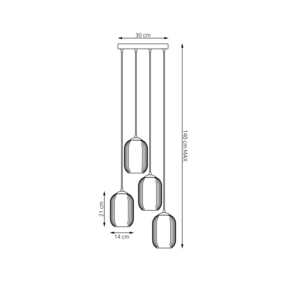 Emibig Visilica VERDI 230 V 15W MAX LED E27 Čelik/ Staklo Crna