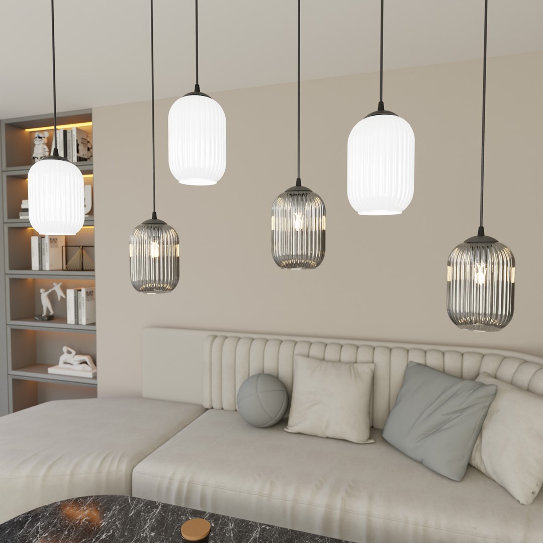 Emibig Visilica VERDI 230 V 15W MAX LED E27 Čelik/ Staklo Crna