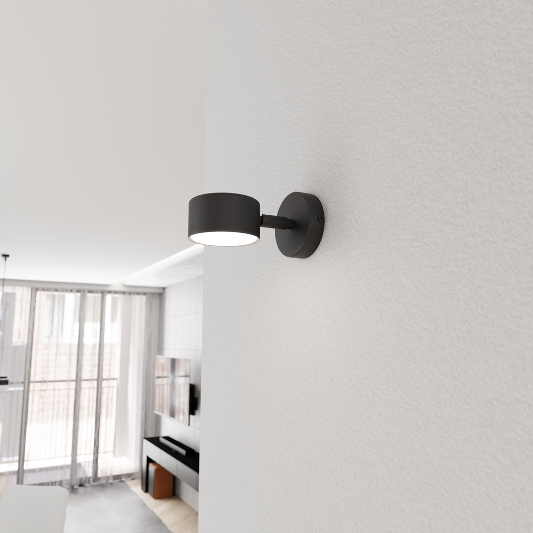Emibig Zidna lampa SORA 230 V 12W MAX LED GX53 Čelik Crna