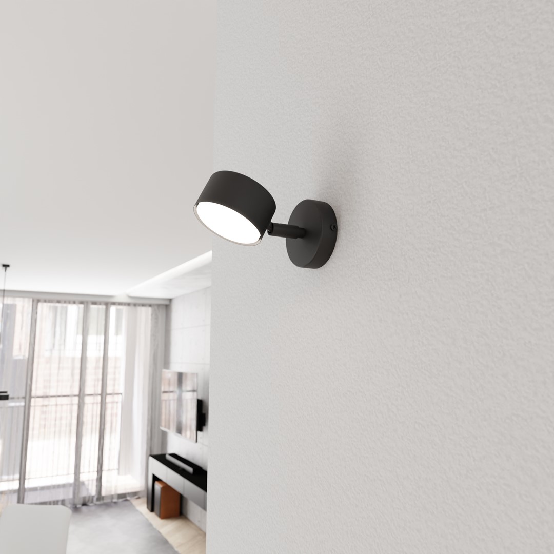 Emibig Zidna lampa SORA 230 V 12W MAX LED GX53 Čelik Crna