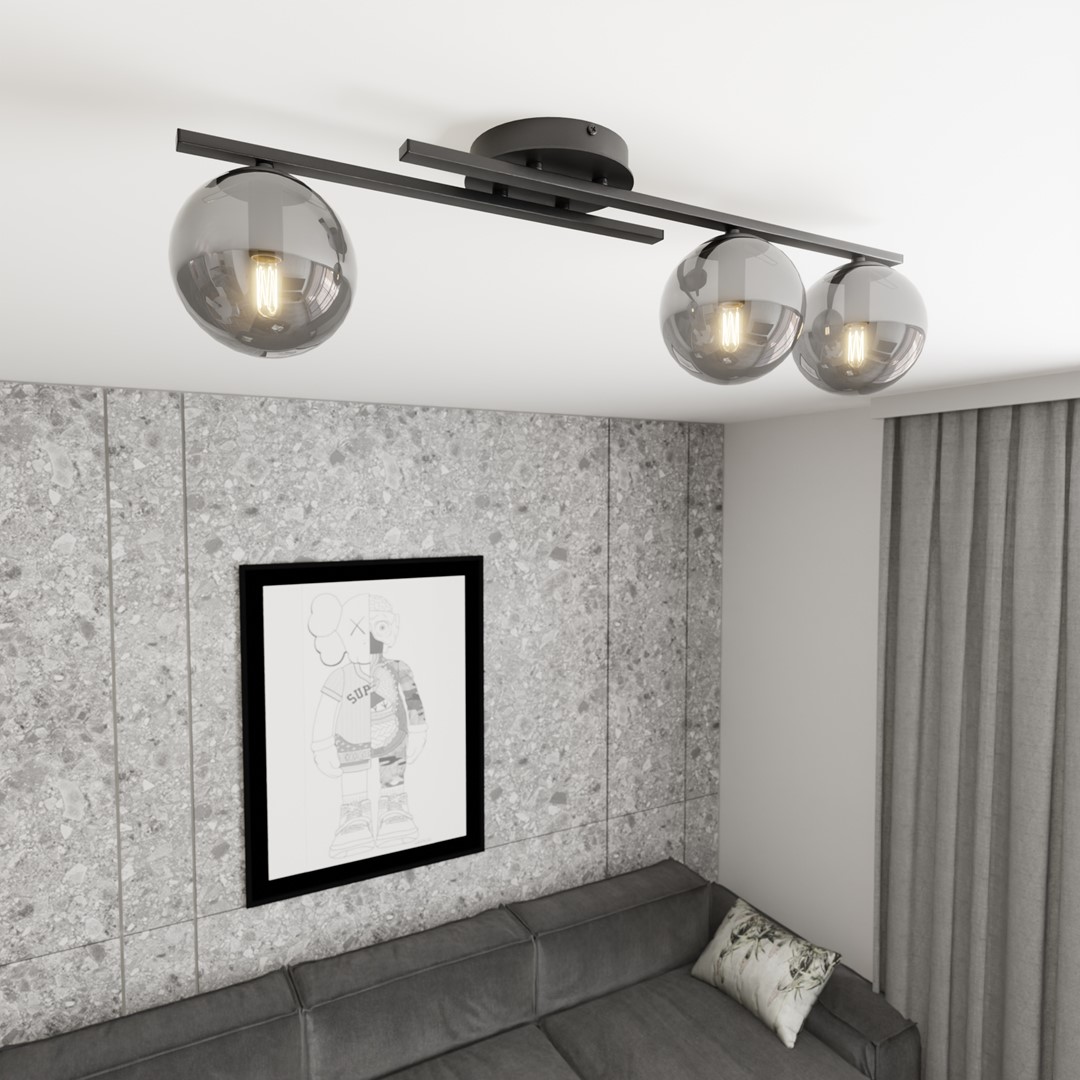 Emibig Stropna svjetiljka KAIRO 230 V 10W MAX LED E14 Čelik/ Staklo Crna