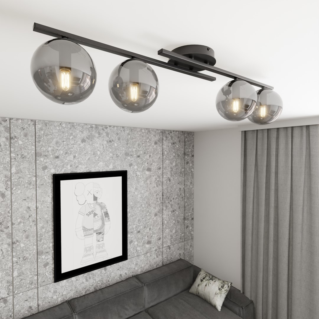 Emibig Stropna svjetiljka KAIRO 230 V 10W MAX LED E14 Čelik/ Staklo Crna