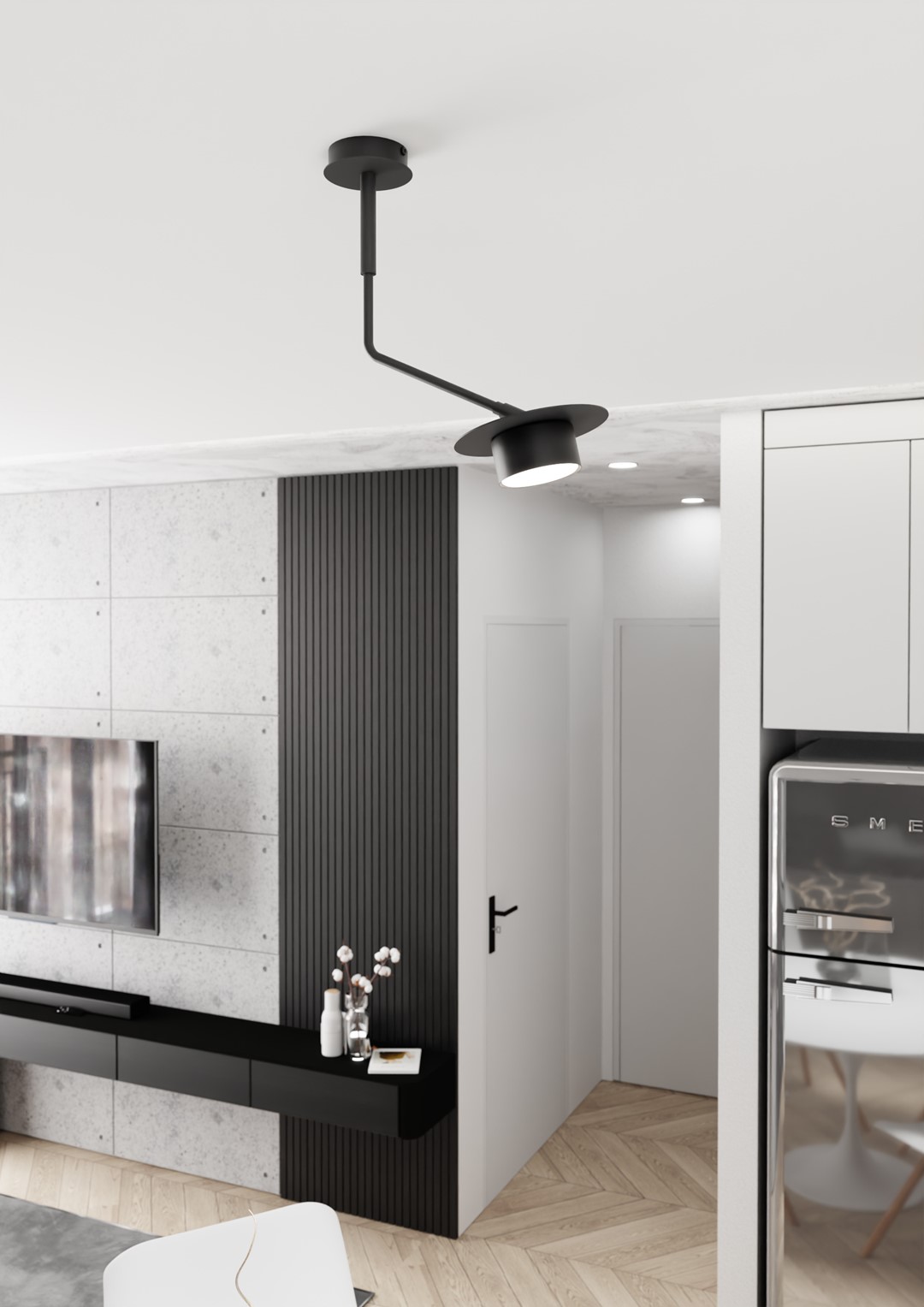 Emibig Stropna svjetiljka MIZU 230 V 12W MAX LED GX53 Čelik Crna