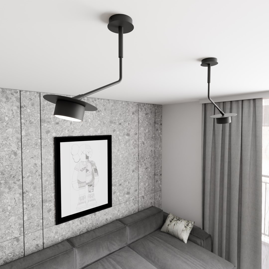 Emibig Stropna svjetiljka MIZU 230 V 12W MAX LED GX53 Čelik Crna