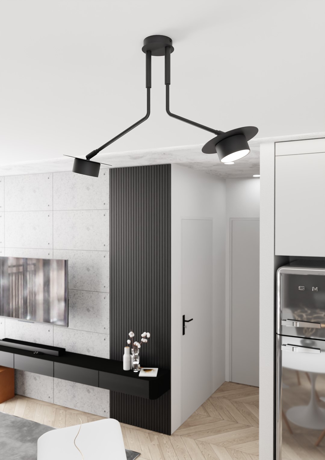 Emibig Stropna svjetiljka MIZU 230 V 12W MAX LED GX53 Čelik Crna