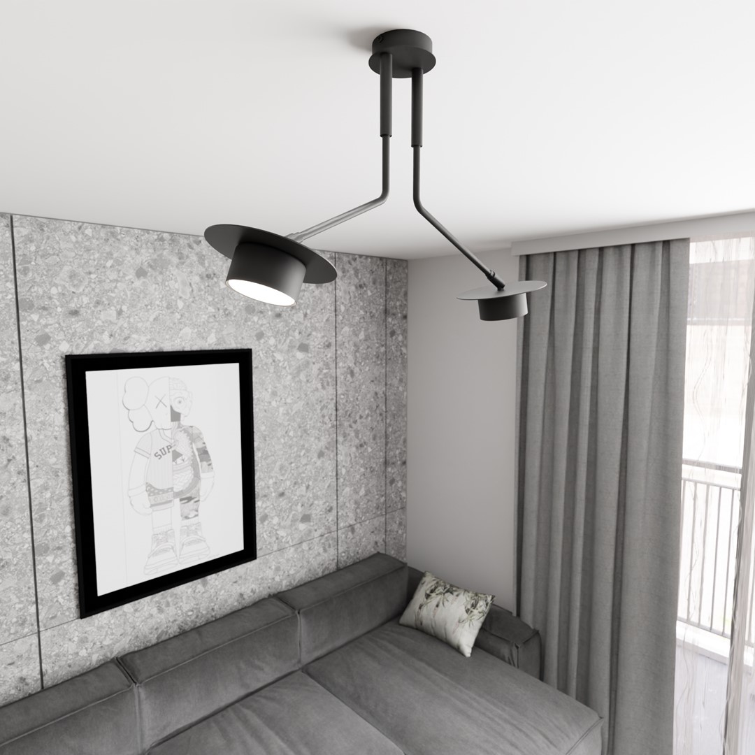 Emibig Stropna svjetiljka MIZU 230 V 12W MAX LED GX53 Čelik Crna