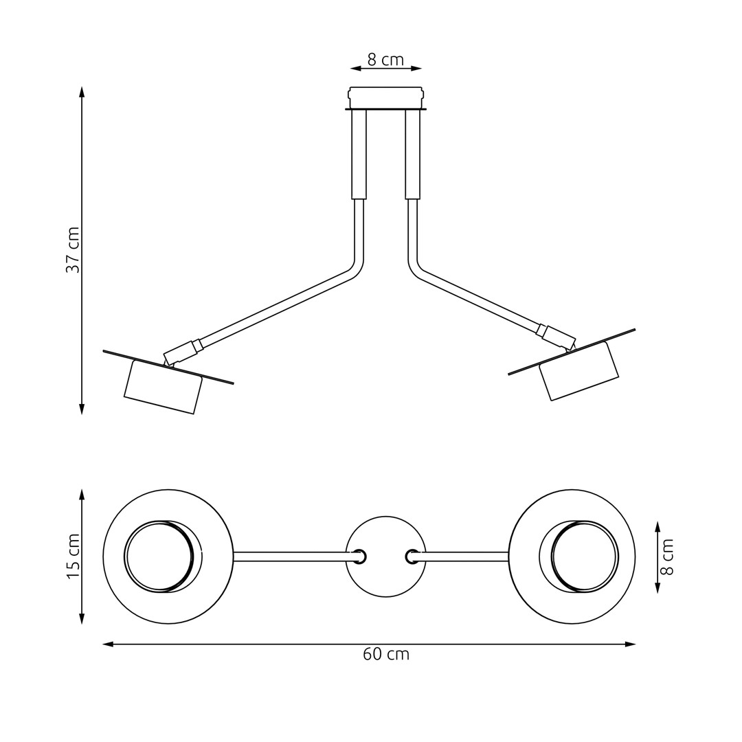 Emibig Stropna svjetiljka MIZU 230 V 12W MAX LED GX53 Čelik Crna