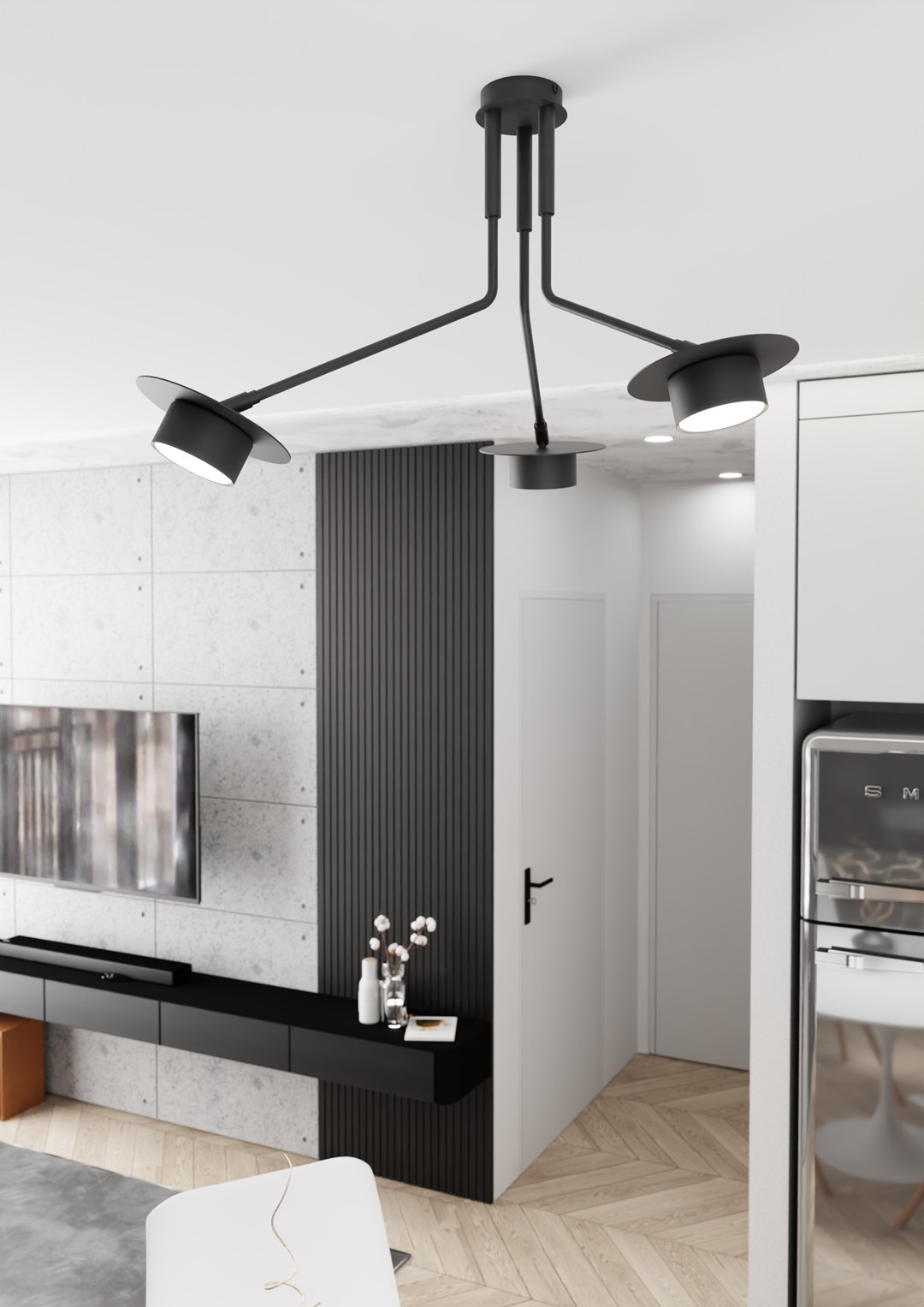 Emibig Stropna svjetiljka MIZU 230 V 12W MAX LED GX53 Čelik Crna