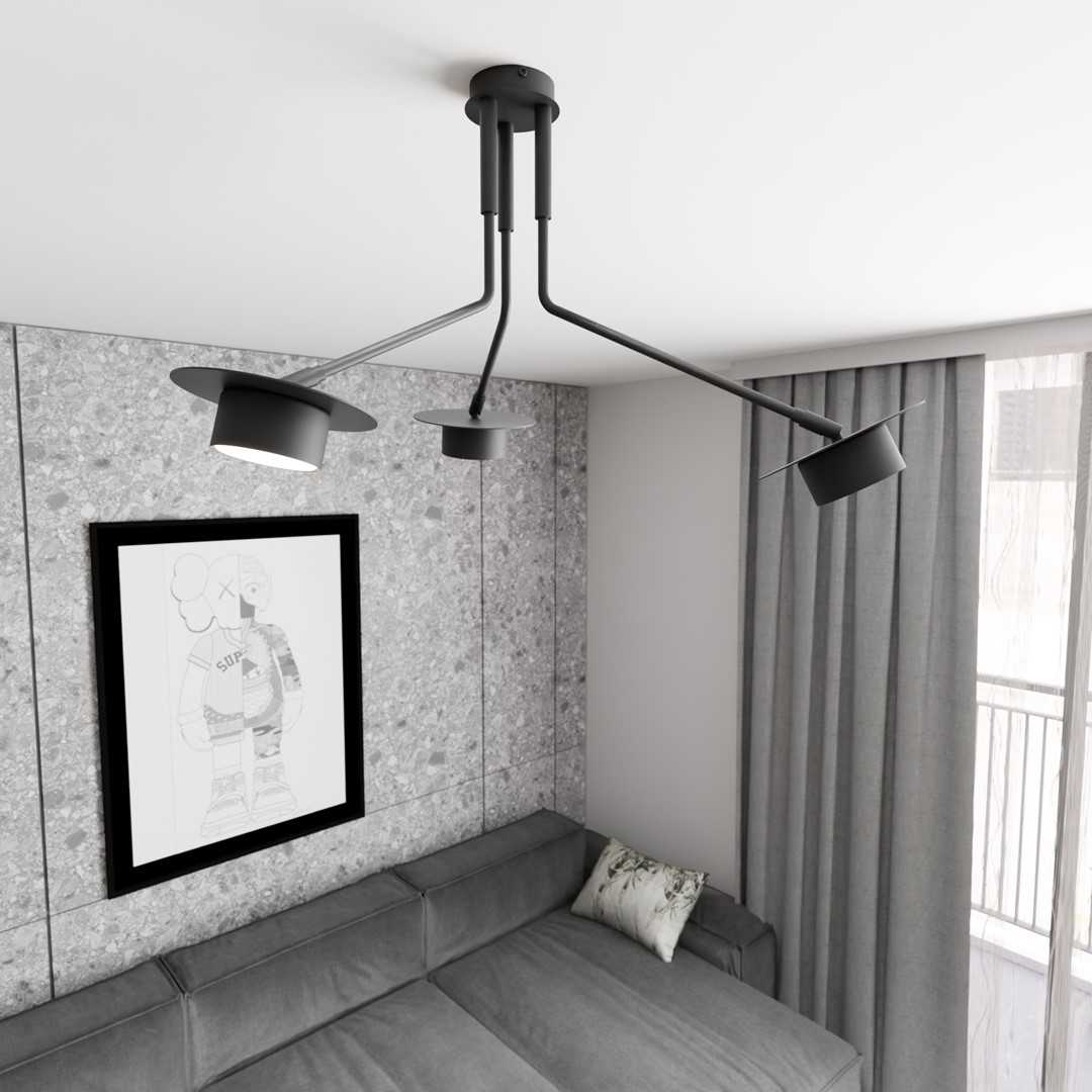 Emibig Stropna svjetiljka MIZU 230 V 12W MAX LED GX53 Čelik Crna