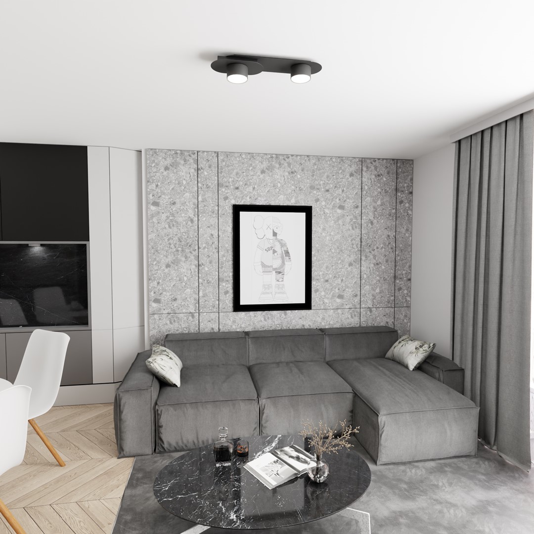 Emibig Stropna svjetiljka STILO 230 V 12W MAX LED GX53 Čelik Crna