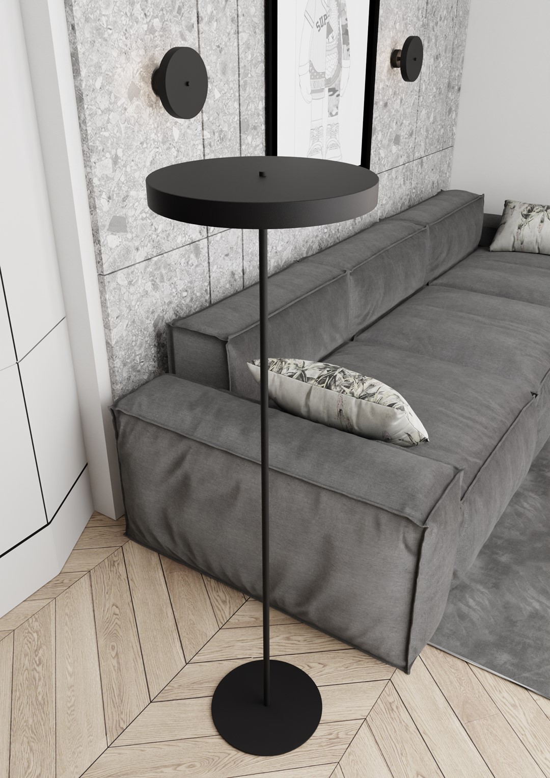 Emibig Podna lampa NEMO 230 V 8W MAX LED G9 Čelik Crna