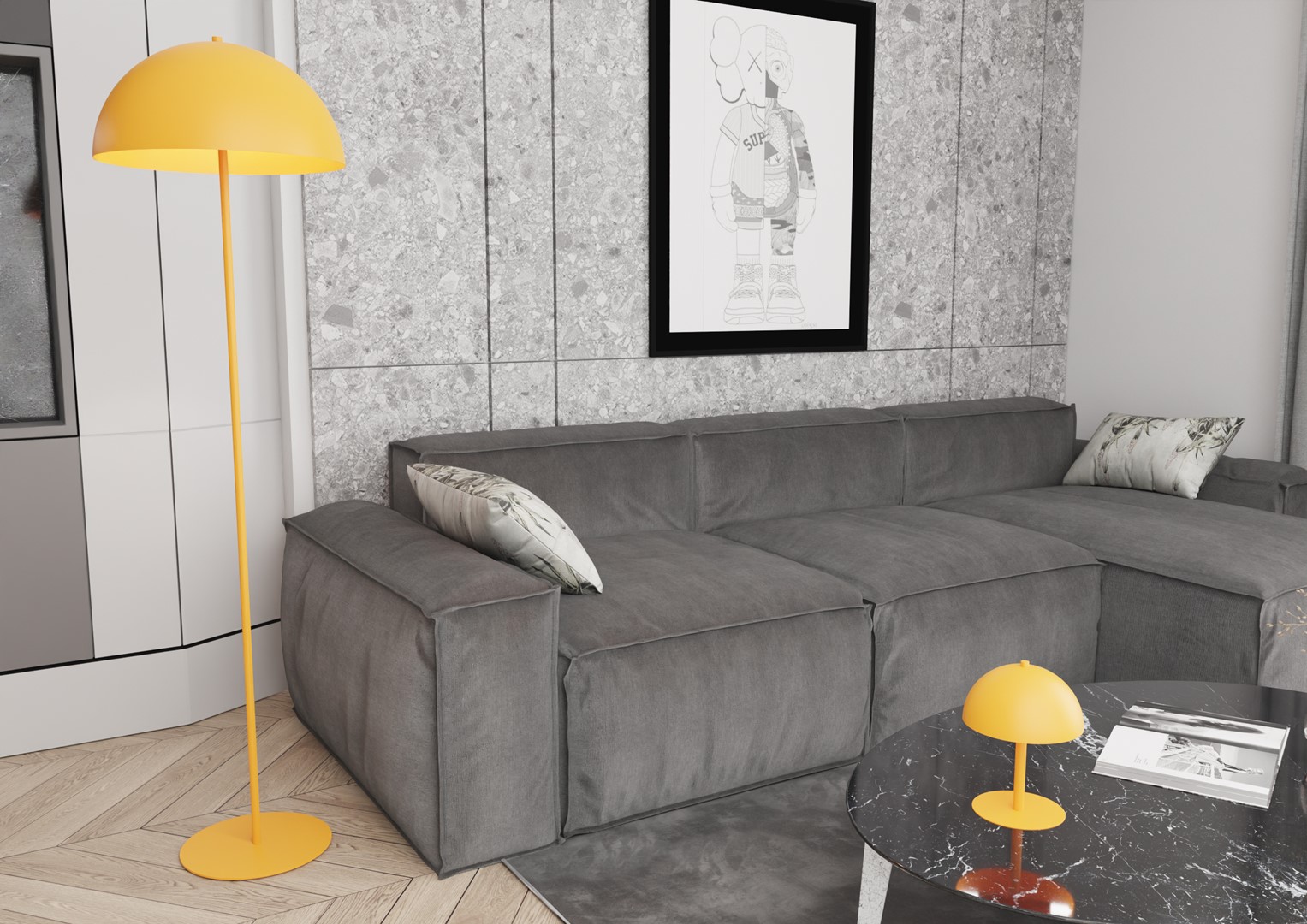 Emibig Podna lampa MOGU 230 V 15W MAX LED E27 Čelik Narančasta