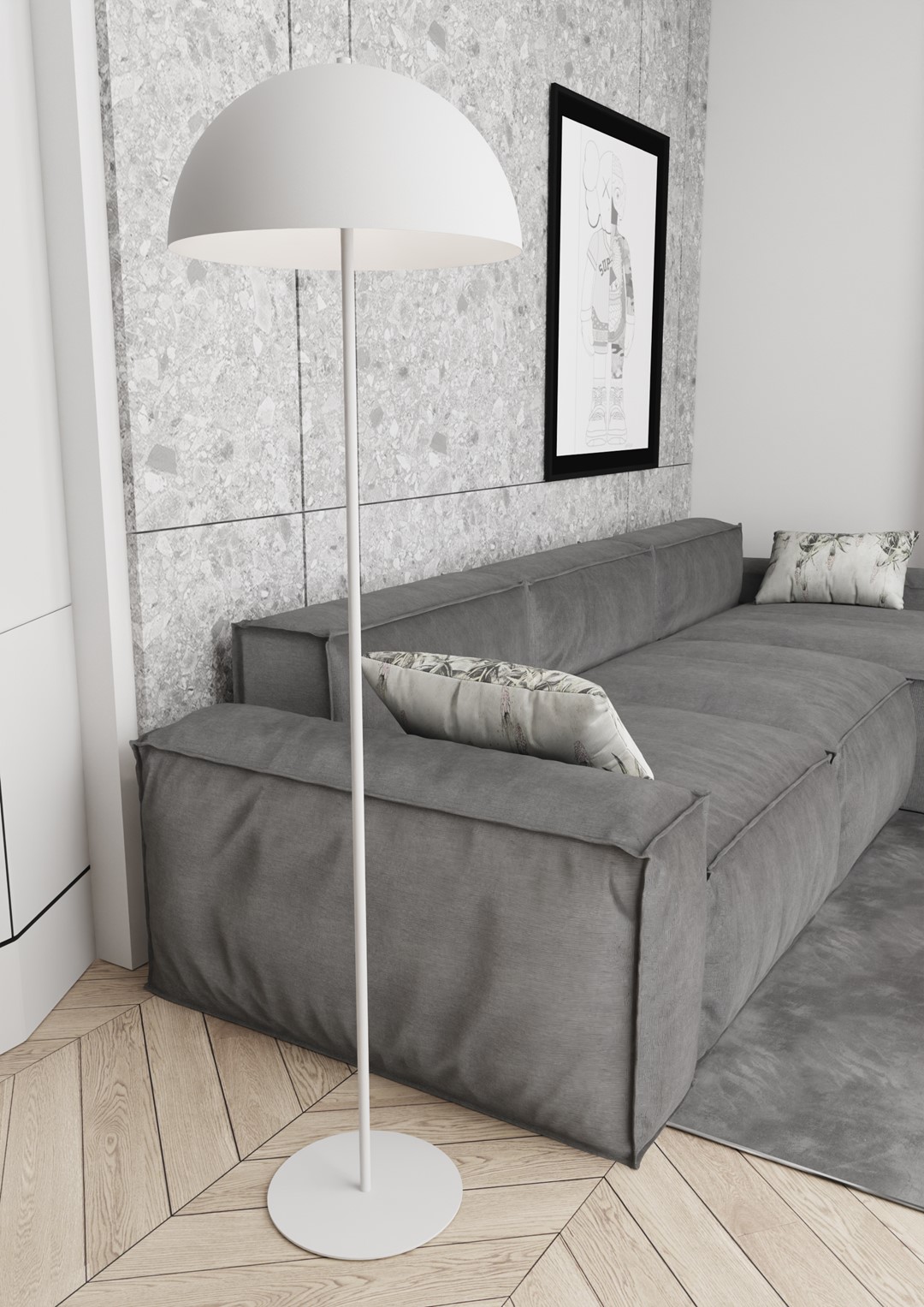 Emibig Podna lampa MOGU 230 V 15W MAX LED E27 Čelik Bijela