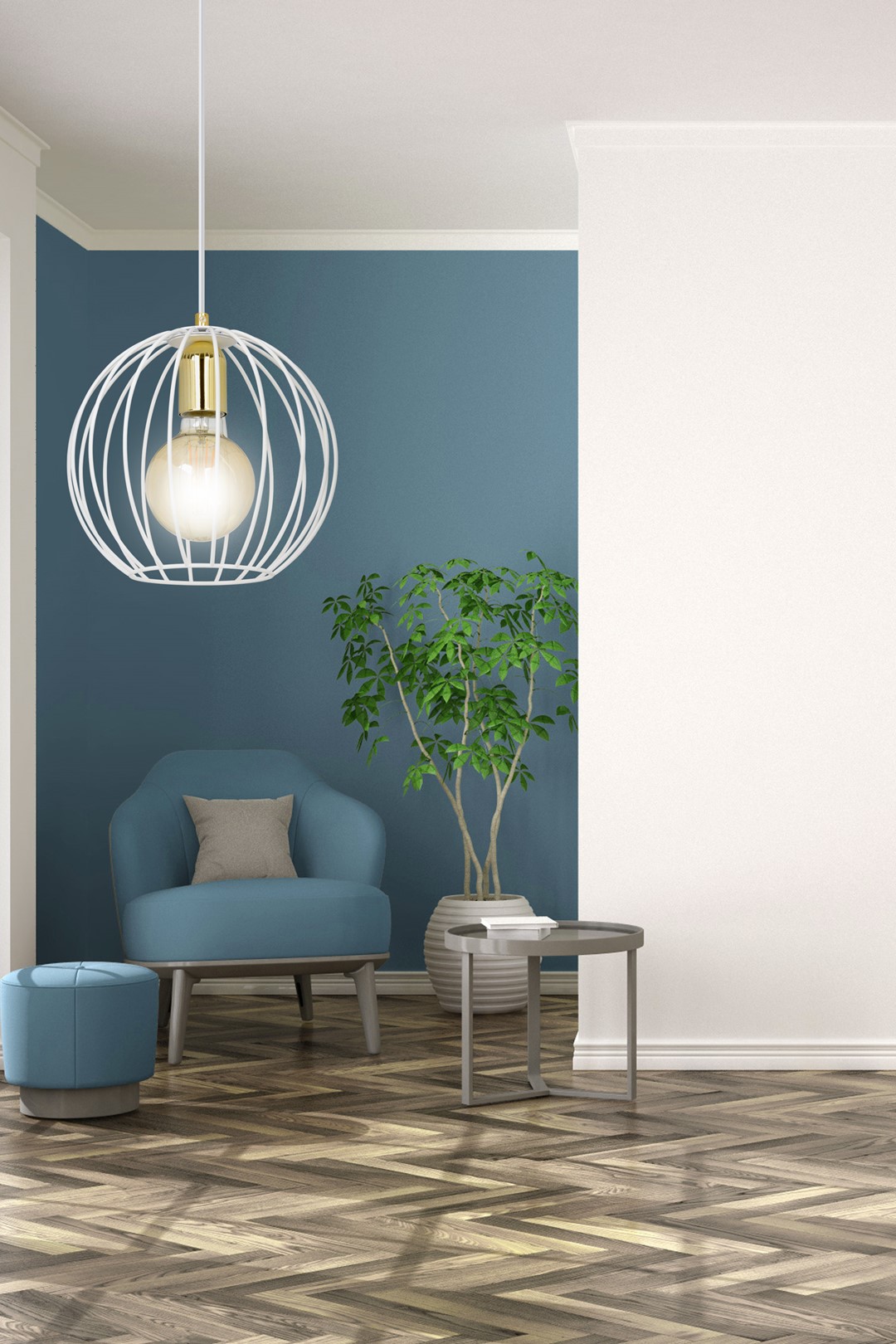 Emibig Visilica ALBIO 230V 15W MAX LED E27 Čelik Bijela