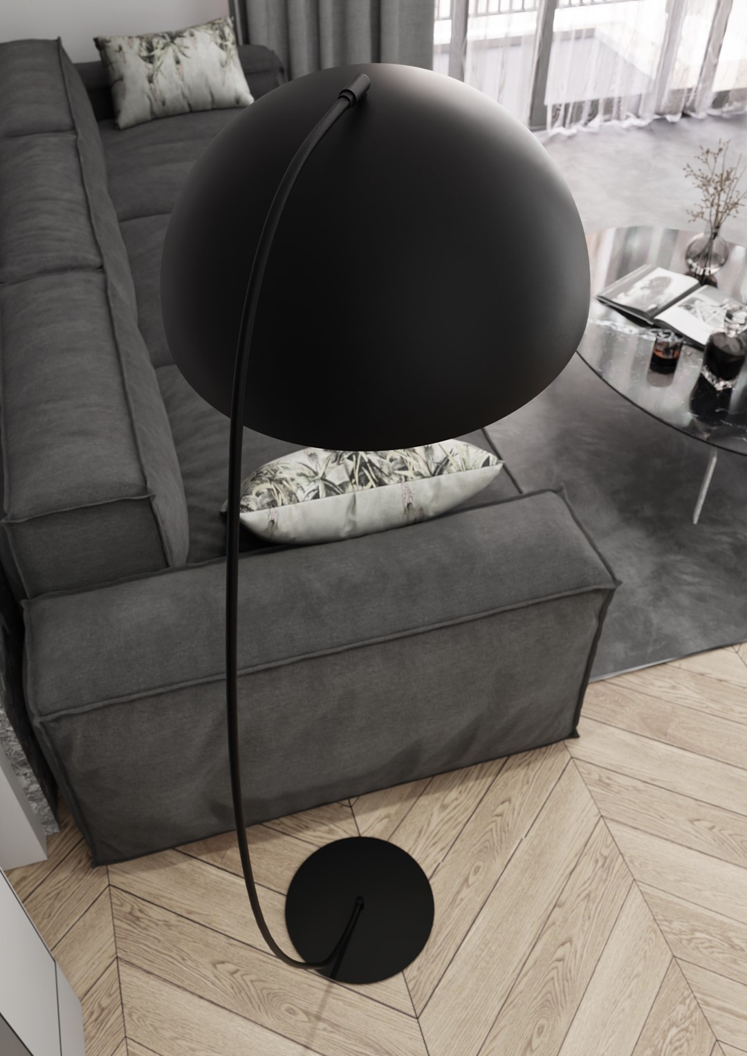 Emibig Podna lampa ARCOS 230 V 12W MAX LED GX53 Čelik Crna