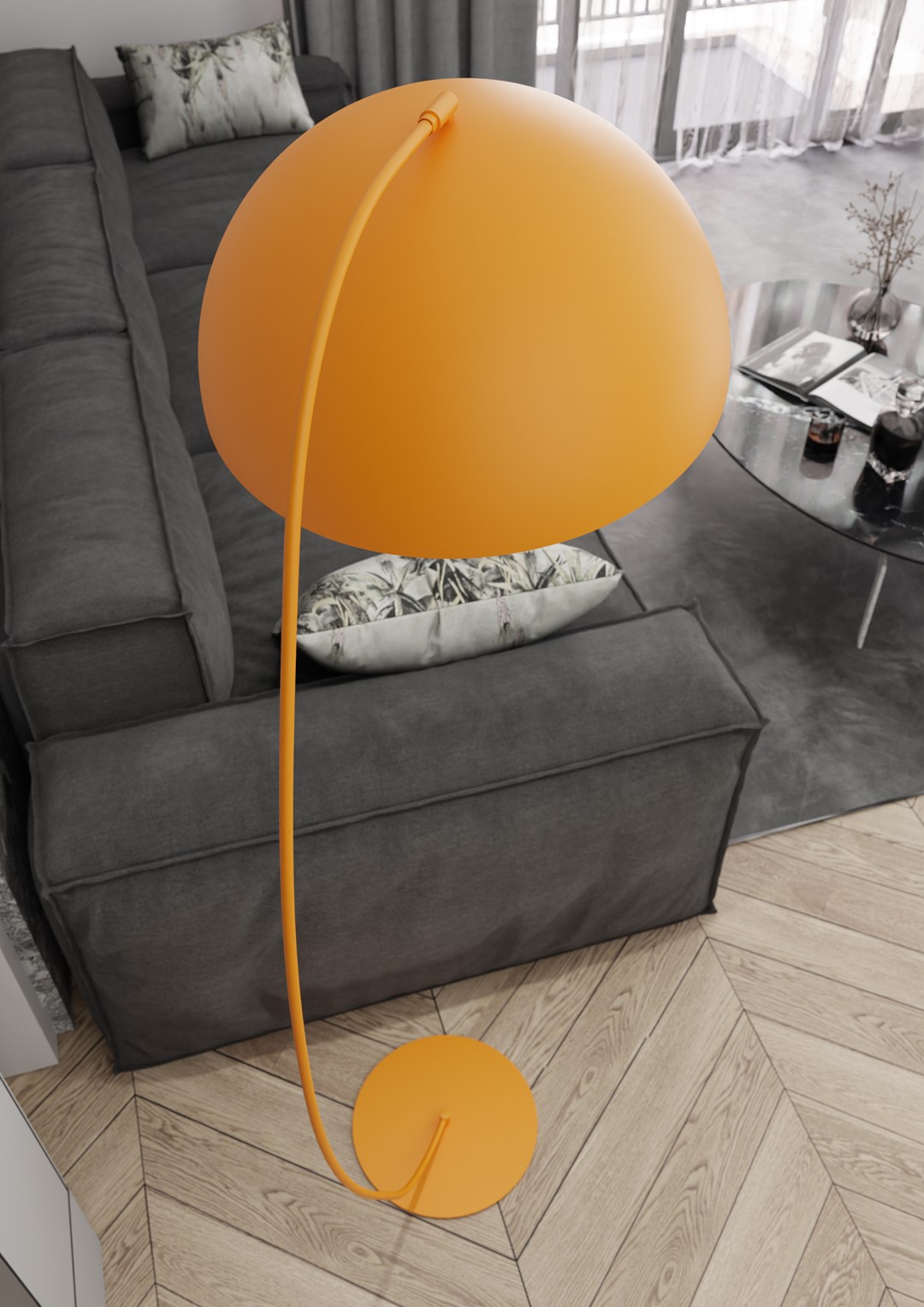 Emibig Podna lampa ARCOS 230 V 12W MAX LED GX53 Čelik Narančasta