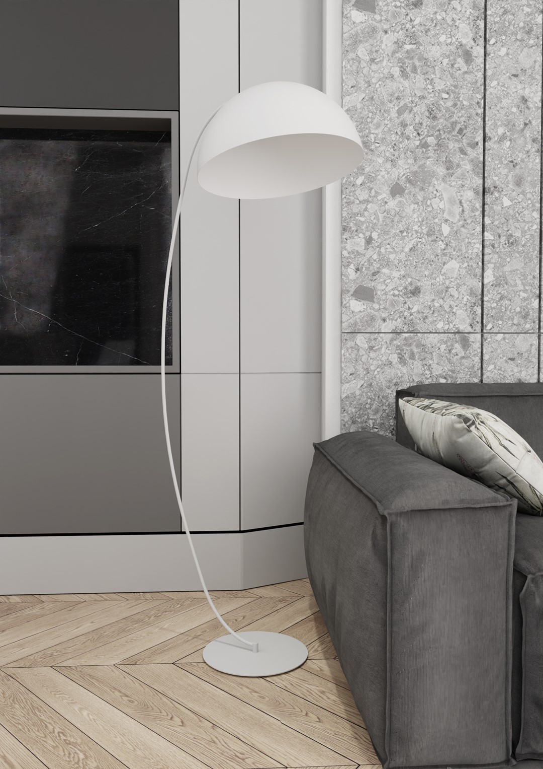 Emibig Podna lampa ARCOS 230 V 12W MAX LED GX53 Čelik Bijela
