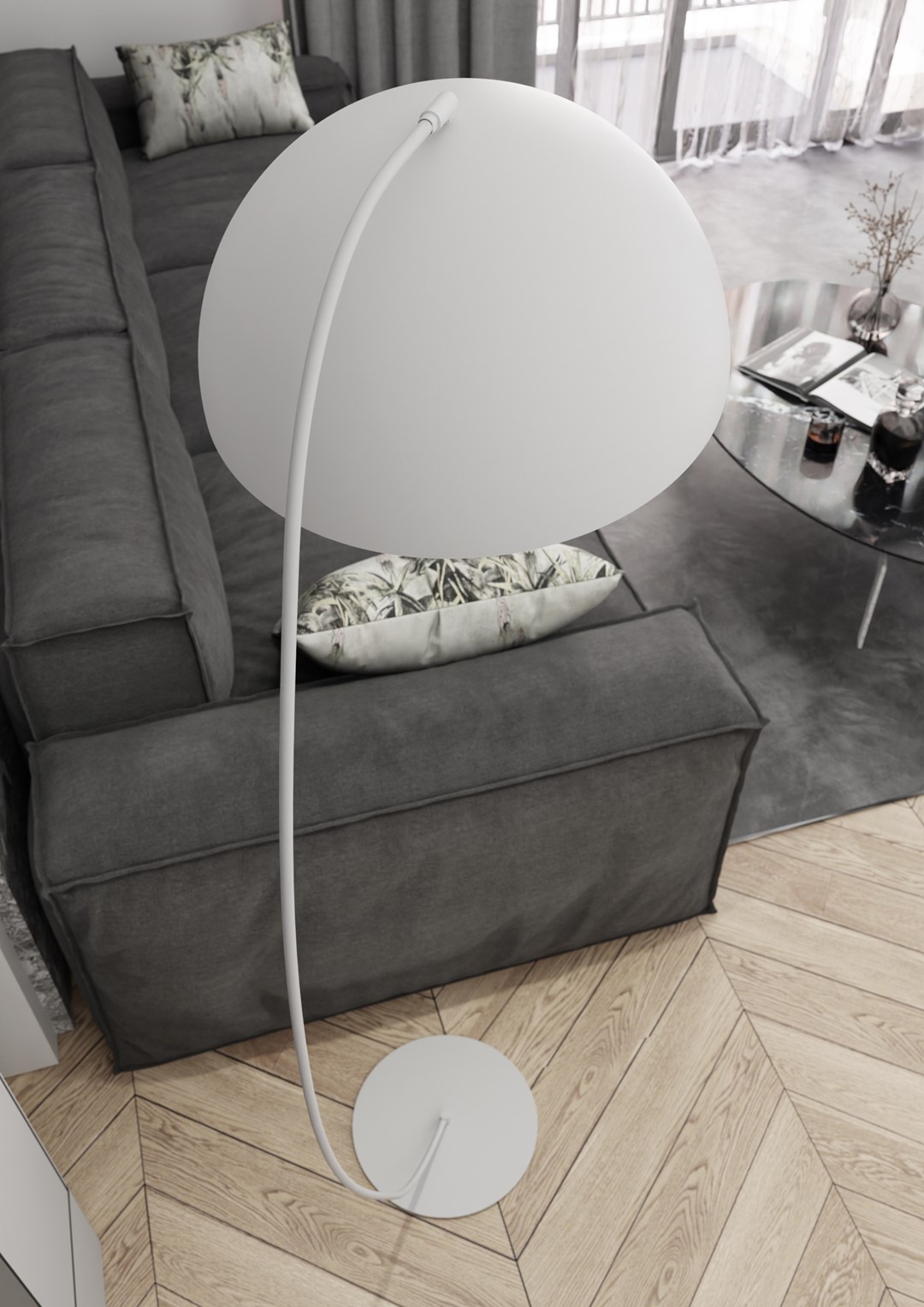 Emibig Podna lampa ARCOS 230 V 12W MAX LED GX53 Čelik Bijela