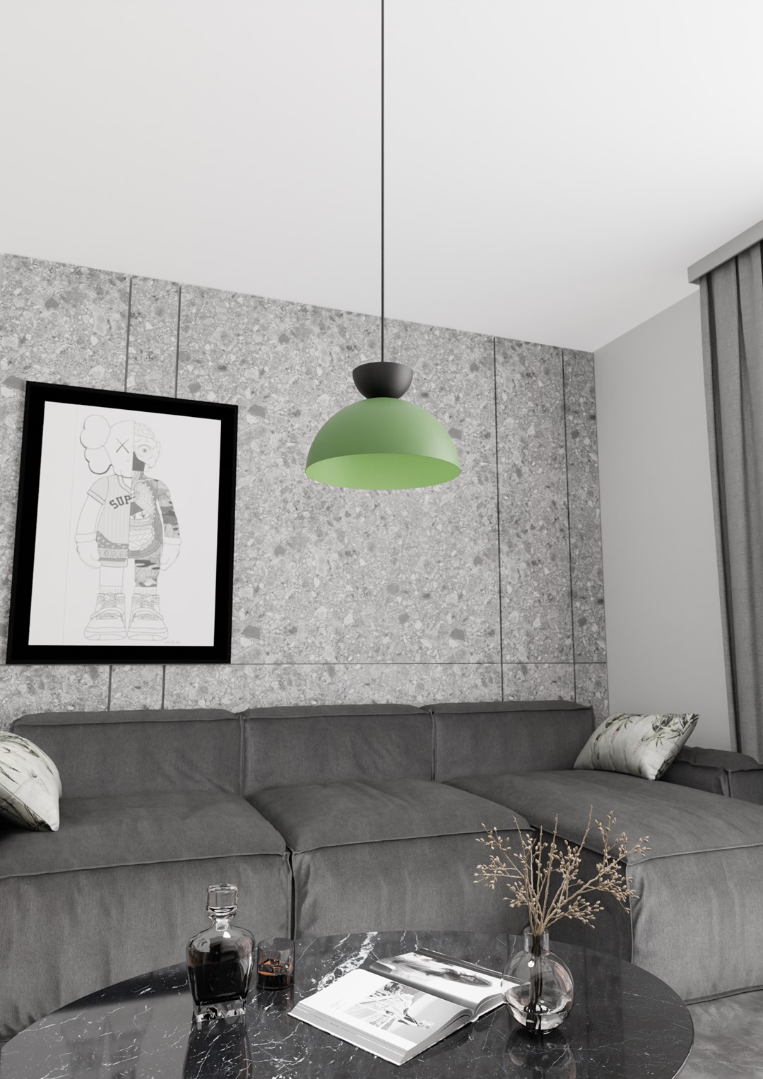 Emibig Visilica LUNARO 230 V 12W MAX LED GX53 Čelik Crna/ Zelena