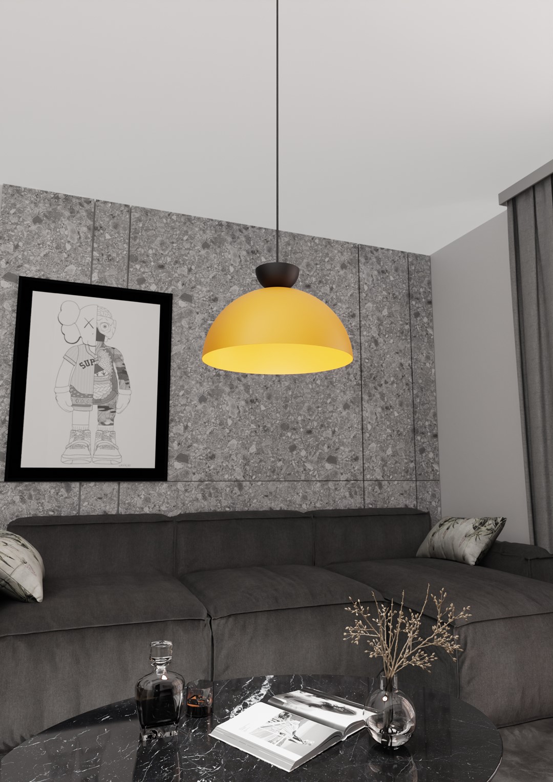 Emibig Visilica LUNARO 230 V 12W MAX LED GX53 Čelik Crna/ Narančasta