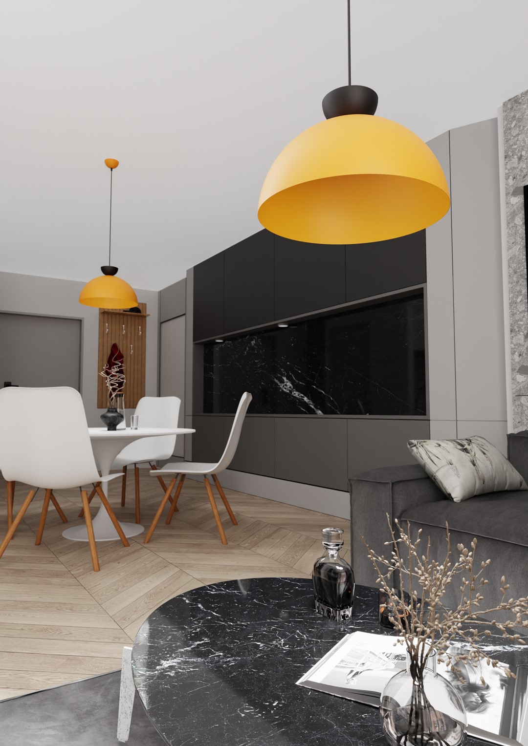 Emibig Visilica LUNARO 230 V 12W MAX LED GX53 Čelik Crna/ Narančasta