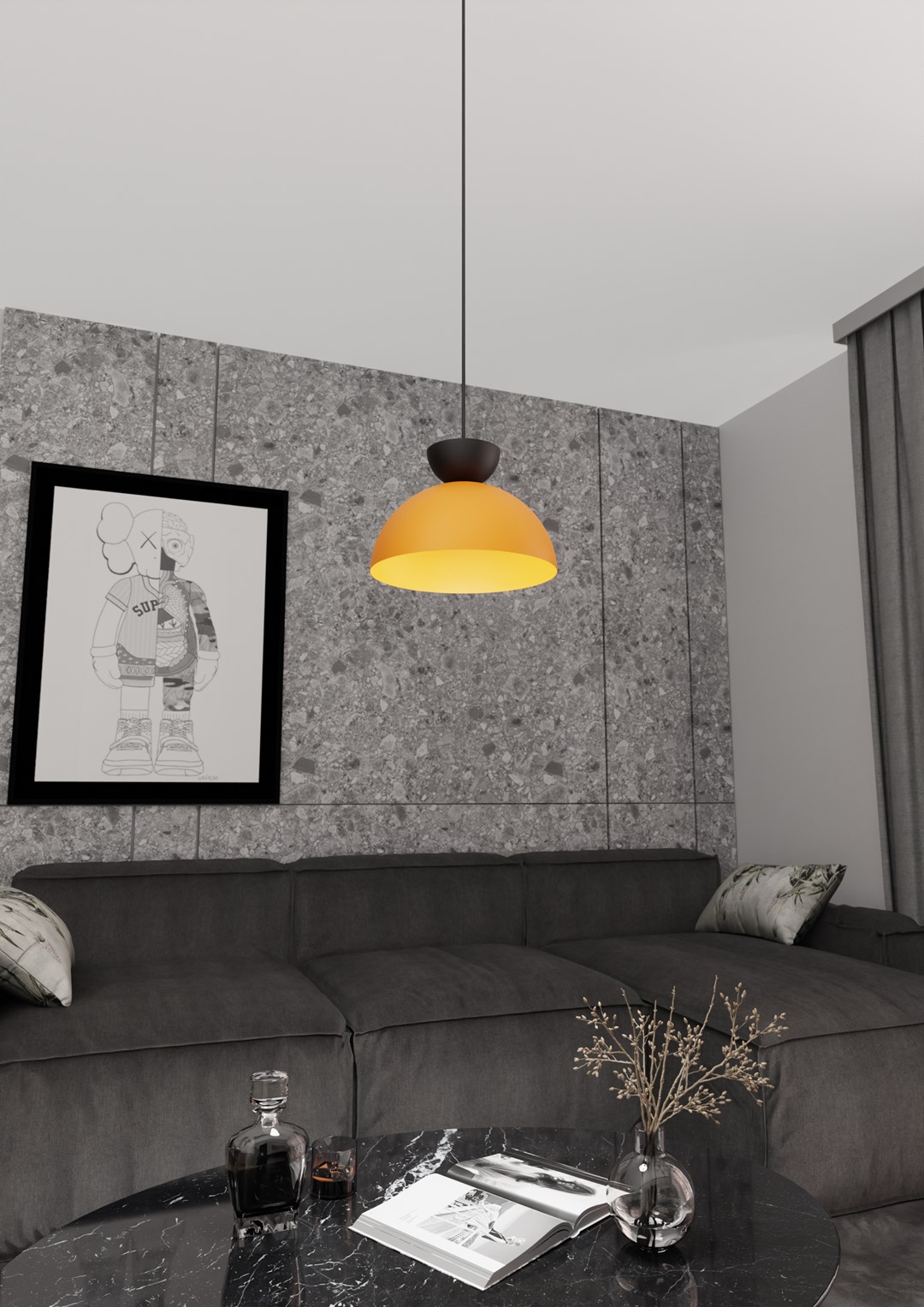 Emibig Visilica LUNARO 230 V 12W MAX LED GX53 Čelik Crna/ Narančasta