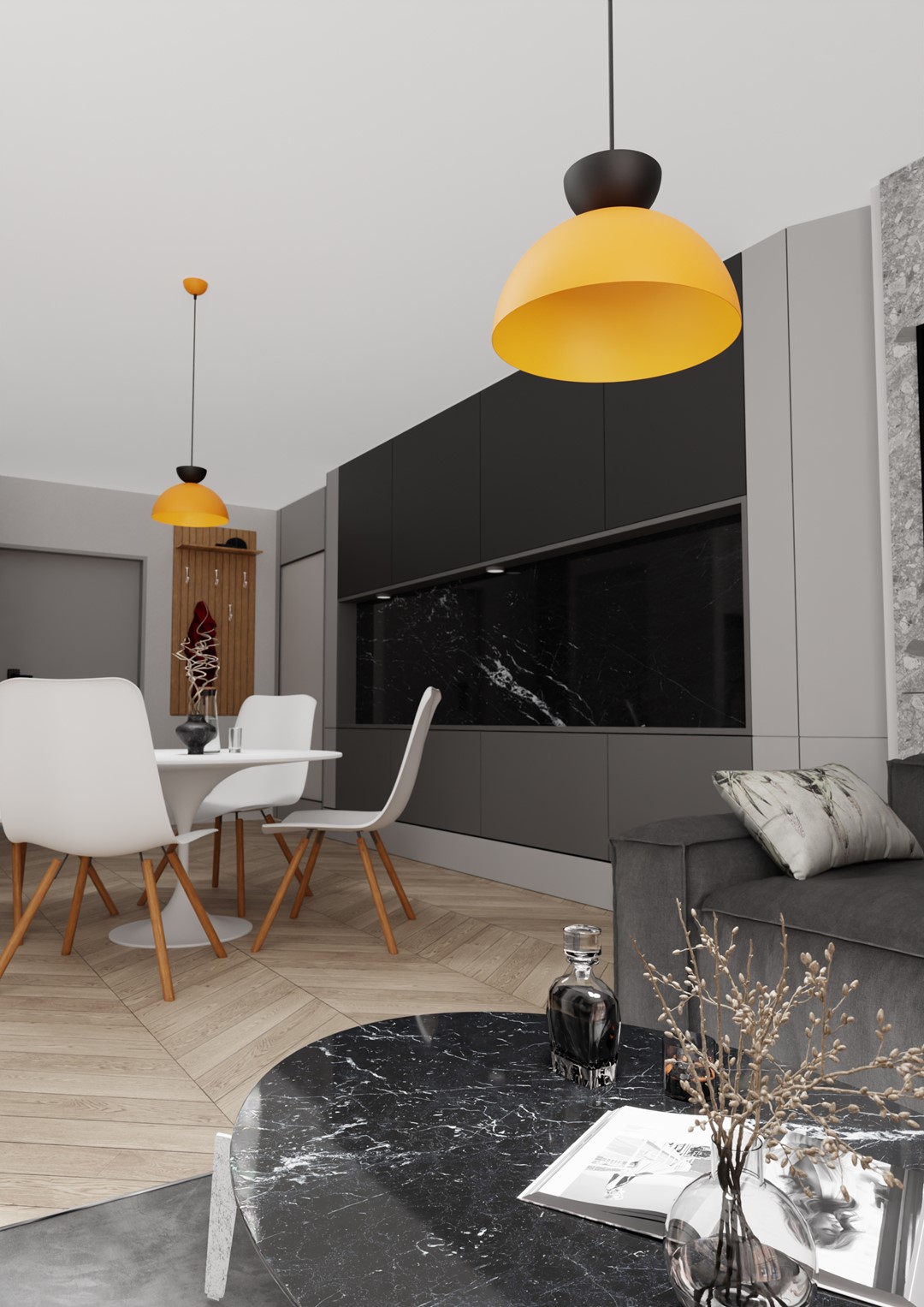 Emibig Visilica LUNARO 230 V 12W MAX LED GX53 Čelik Crna/ Narančasta