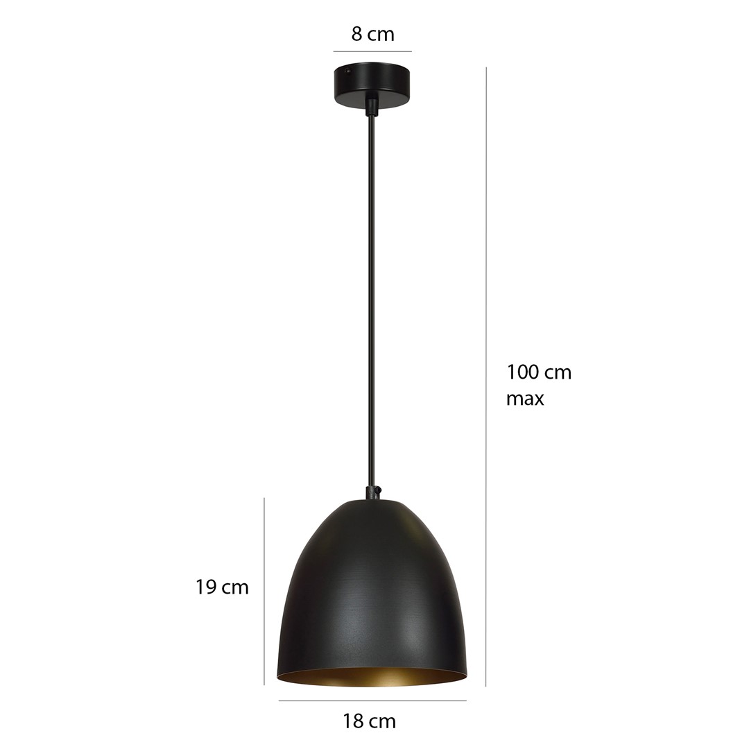 Emibig Visilica LENOX 230V 15W MAX LED E27 Čelik Crna/ Bijela