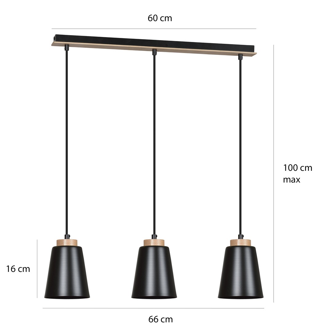 Emibig Visilica BOLERO 230V 15W MAX LED E27 Čelik/ Drvo Crna