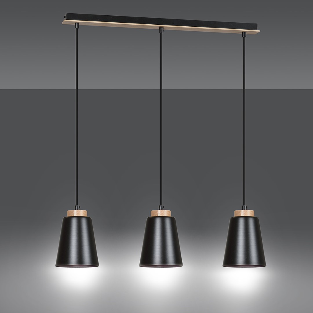 Emibig Visilica BOLERO 230V 15W MAX LED E27 Čelik/ Drvo Crna