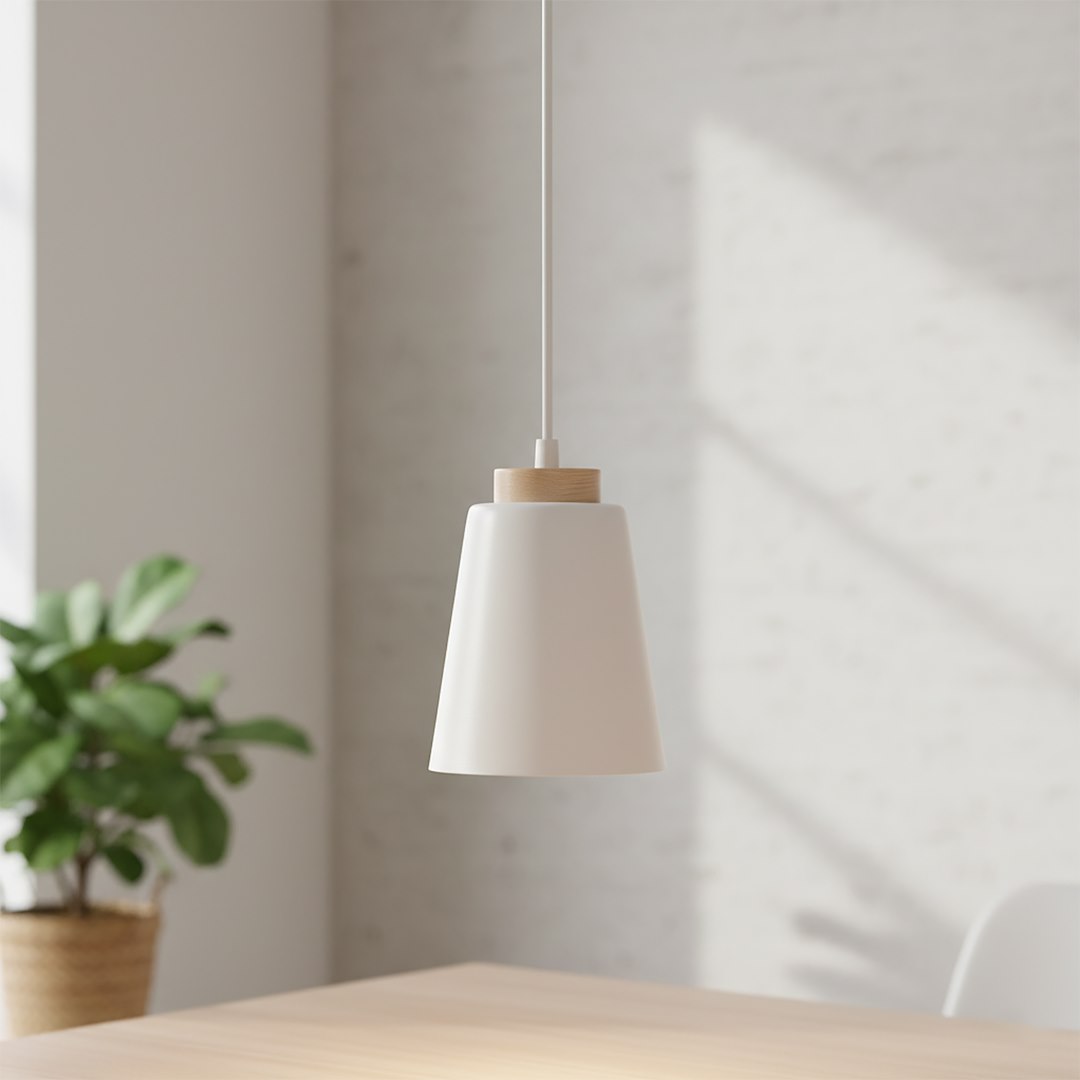 Emibig Visilica BOLERO 230V 15W MAX LED E27 Čelik/ Drvo Bijela