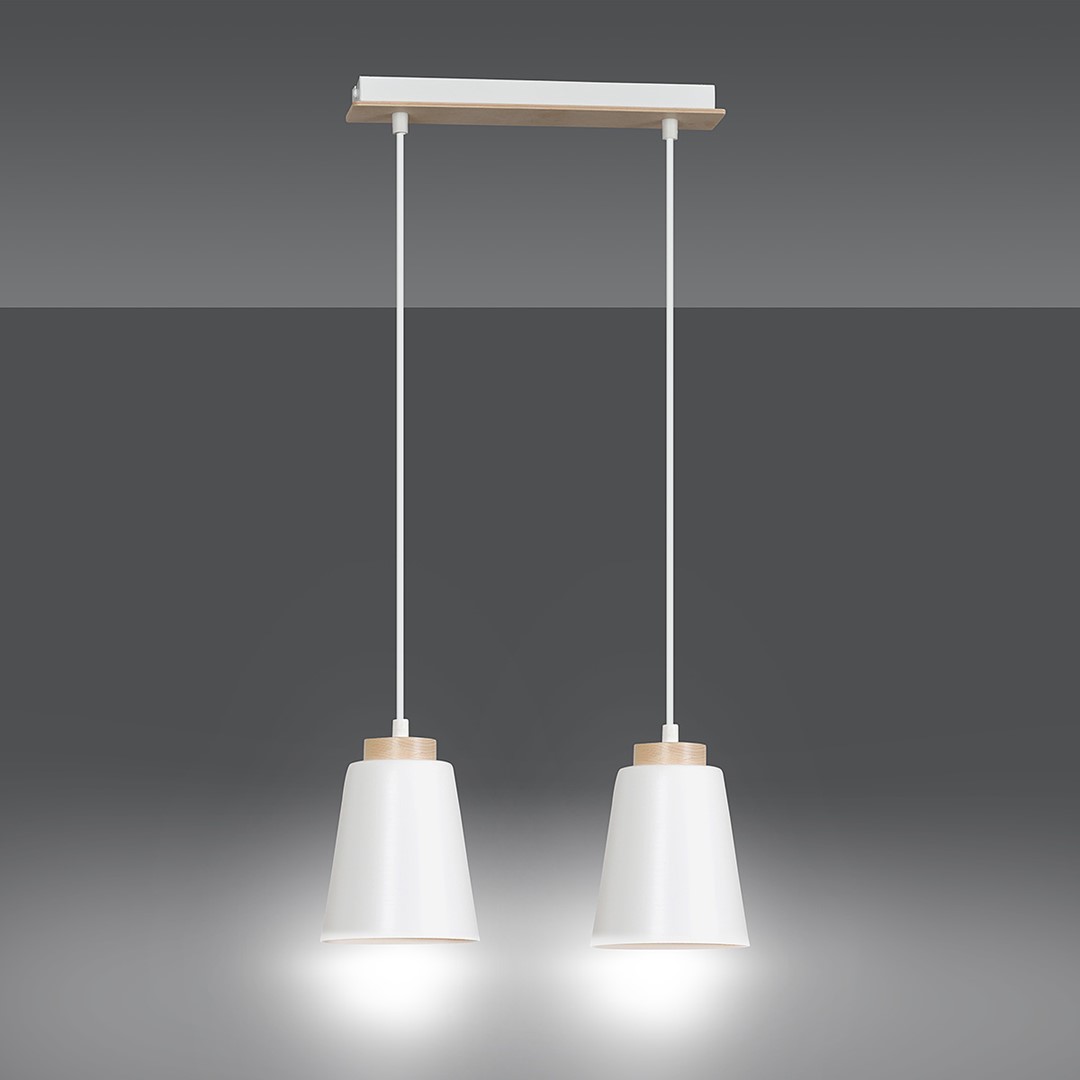 Emibig Visilica BOLERO 230V 15W MAX LED E27 Čelik/ Drvo Bijela