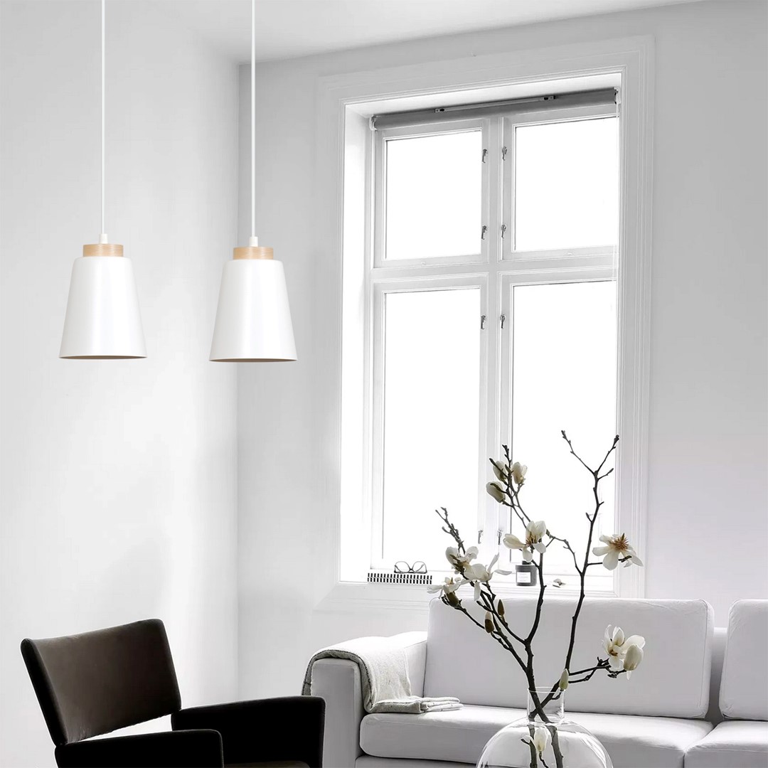 Emibig Visilica BOLERO 230V 15W MAX LED E27 Čelik/ Drvo Bijela