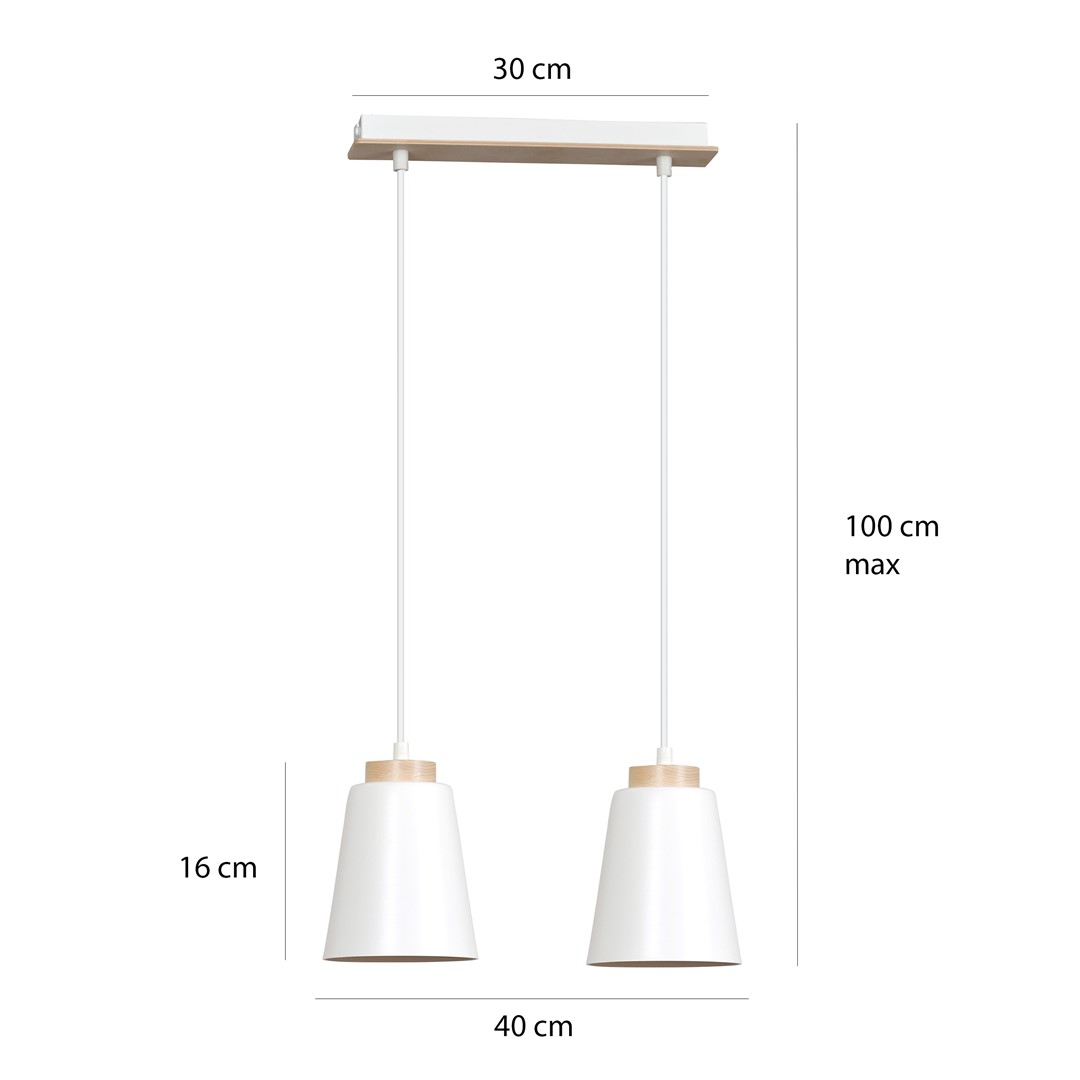 Emibig Visilica BOLERO 230V 15W MAX LED E27 Čelik/ Drvo Bijela