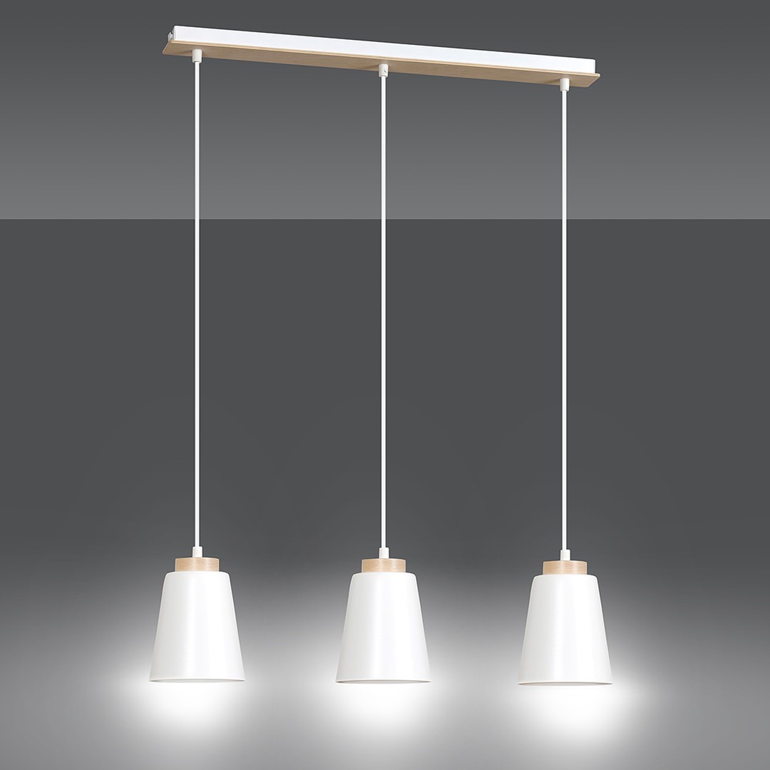 Emibig Visilica BOLERO 230V 15W MAX LED E27 Čelik/ Drvo Bijela