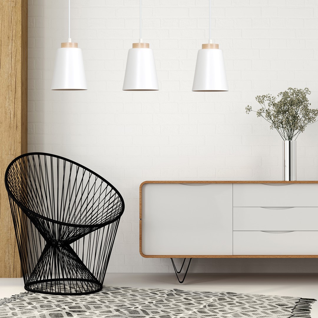 Emibig Visilica BOLERO 230V 15W MAX LED E27 Čelik/ Drvo Bijela