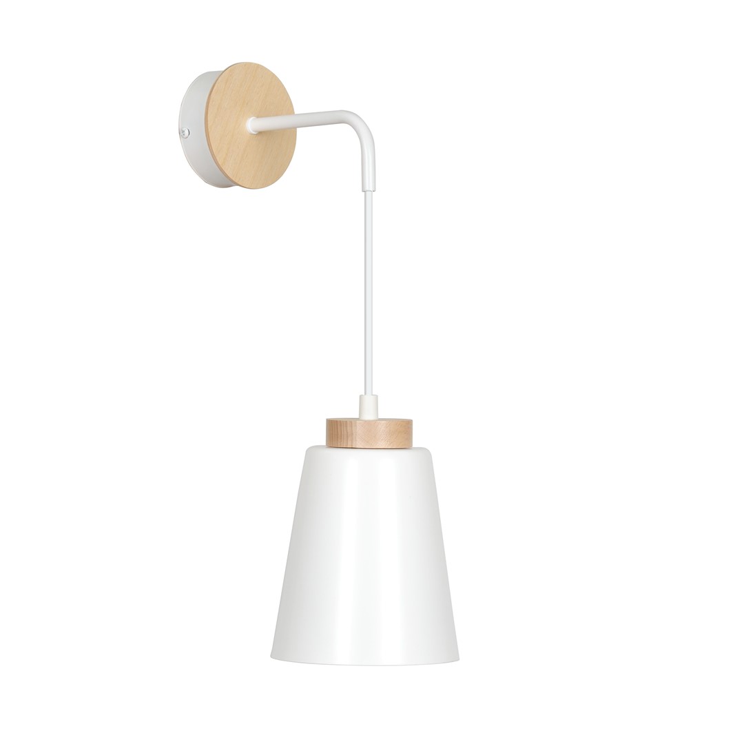 Emibig Zidna lampa BOLERO 230V 15W MAX LED E27 Čelik/ Drvo Bijela