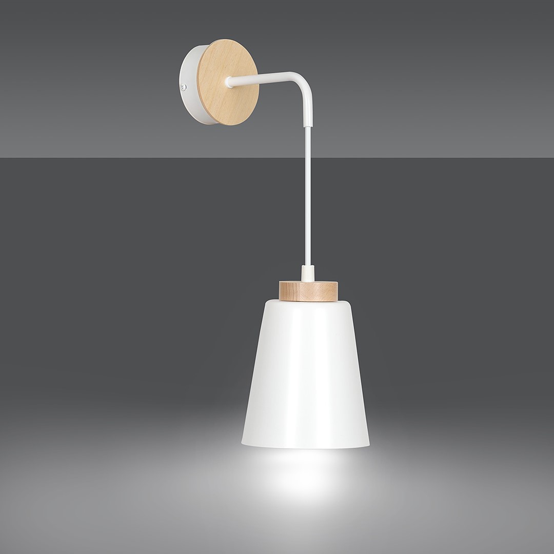 Emibig Zidna lampa BOLERO 230V 15W MAX LED E27 Čelik/ Drvo Bijela