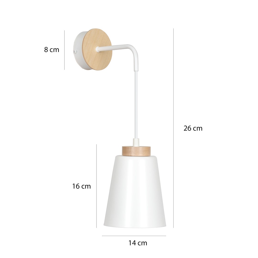 Emibig Zidna lampa BOLERO 230V 15W MAX LED E27 Čelik/ Drvo Bijela