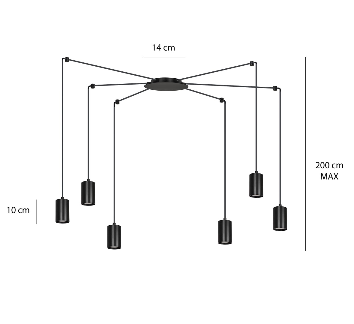 Emibig Visilica TRAKER 230V 10W MAX LED GU10 Čelik Crna