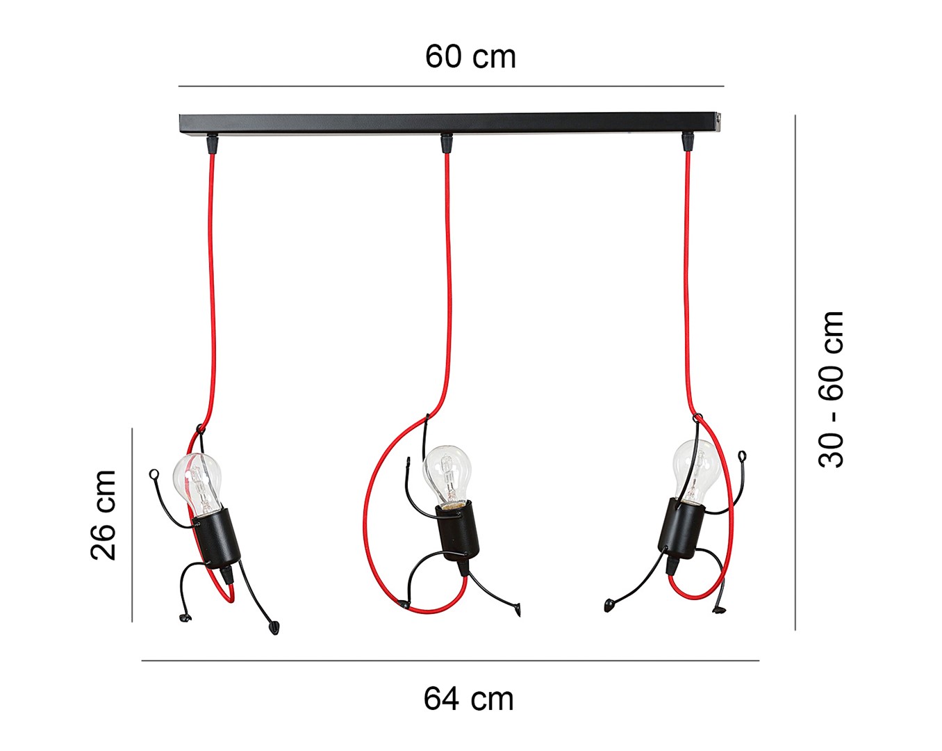 Emibig Visilica BOBI 230V 15W MAX LED E27 Čelik Crna