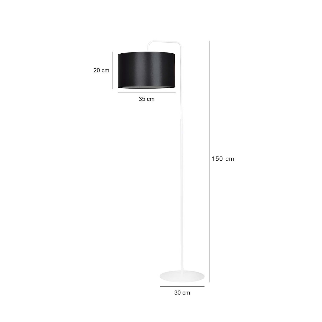 Emibig Podna lampa TRAPO 230V 15W MAX LED E27 Čelik/ Tkanina Bijela