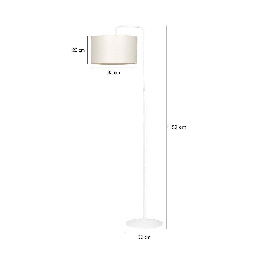 Emibig Podna lampa TRAPO 230V 15W MAX LED E27 Čelik/ Tkanina Bijela