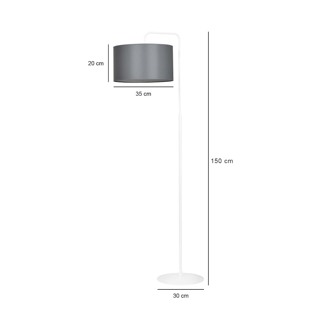 Emibig Podna lampa TRAPO 230V 15W MAX LED E27 Čelik/ Tkanina Bijela