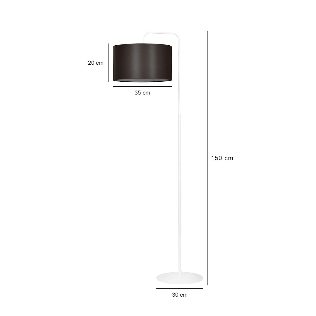 Emibig Podna lampa TRAPO 230V 15W MAX LED E27 Čelik/ Tkanina Bijela