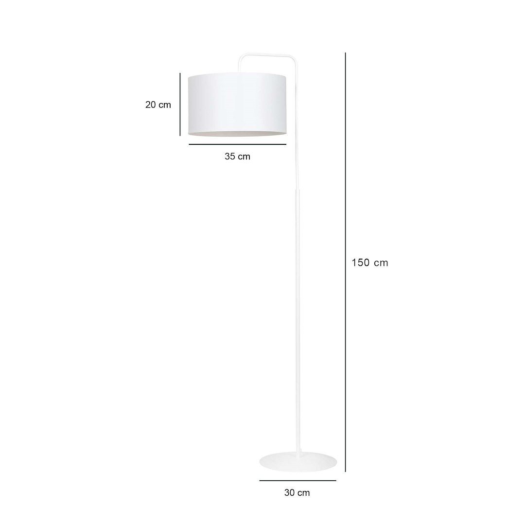 Emibig Podna lampa TRAPO 230V 15W MAX LED E27 Čelik/ Tkanina Bijela
