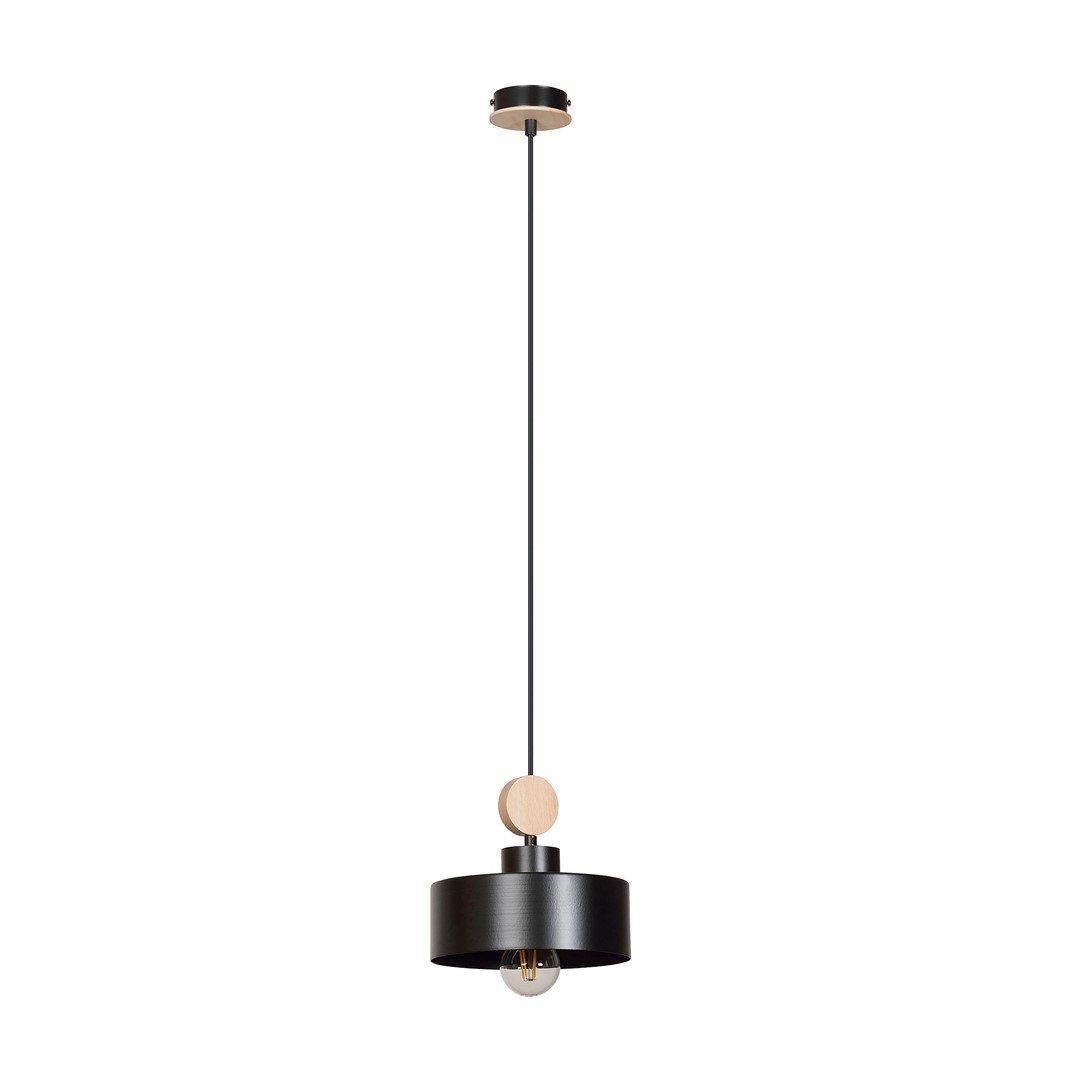 Emibig Visilica TUNISO 230V 15W MAX LED E27 Čelik/ Drvo Crna