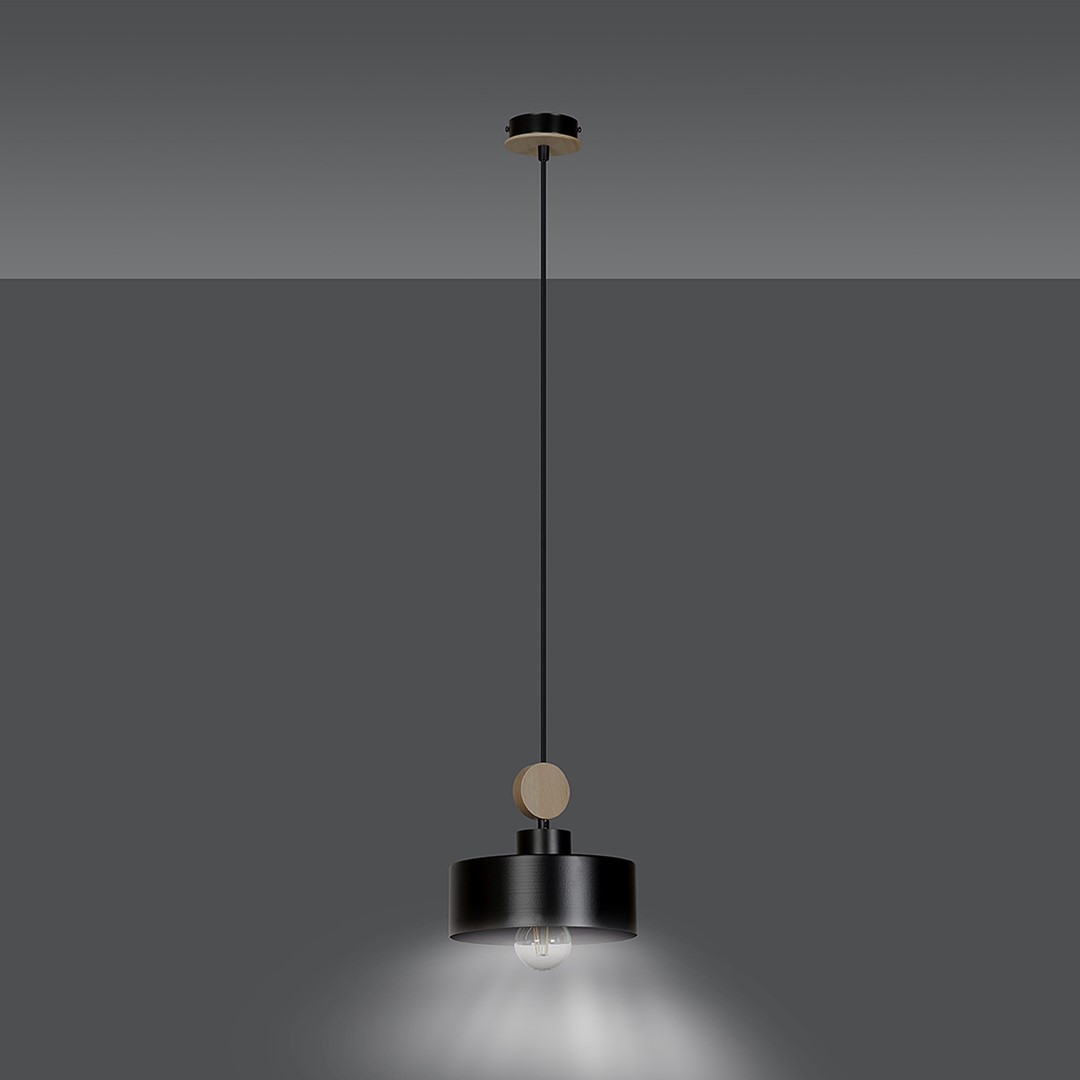 Emibig Visilica TUNISO 230V 15W MAX LED E27 Čelik/ Drvo Crna
