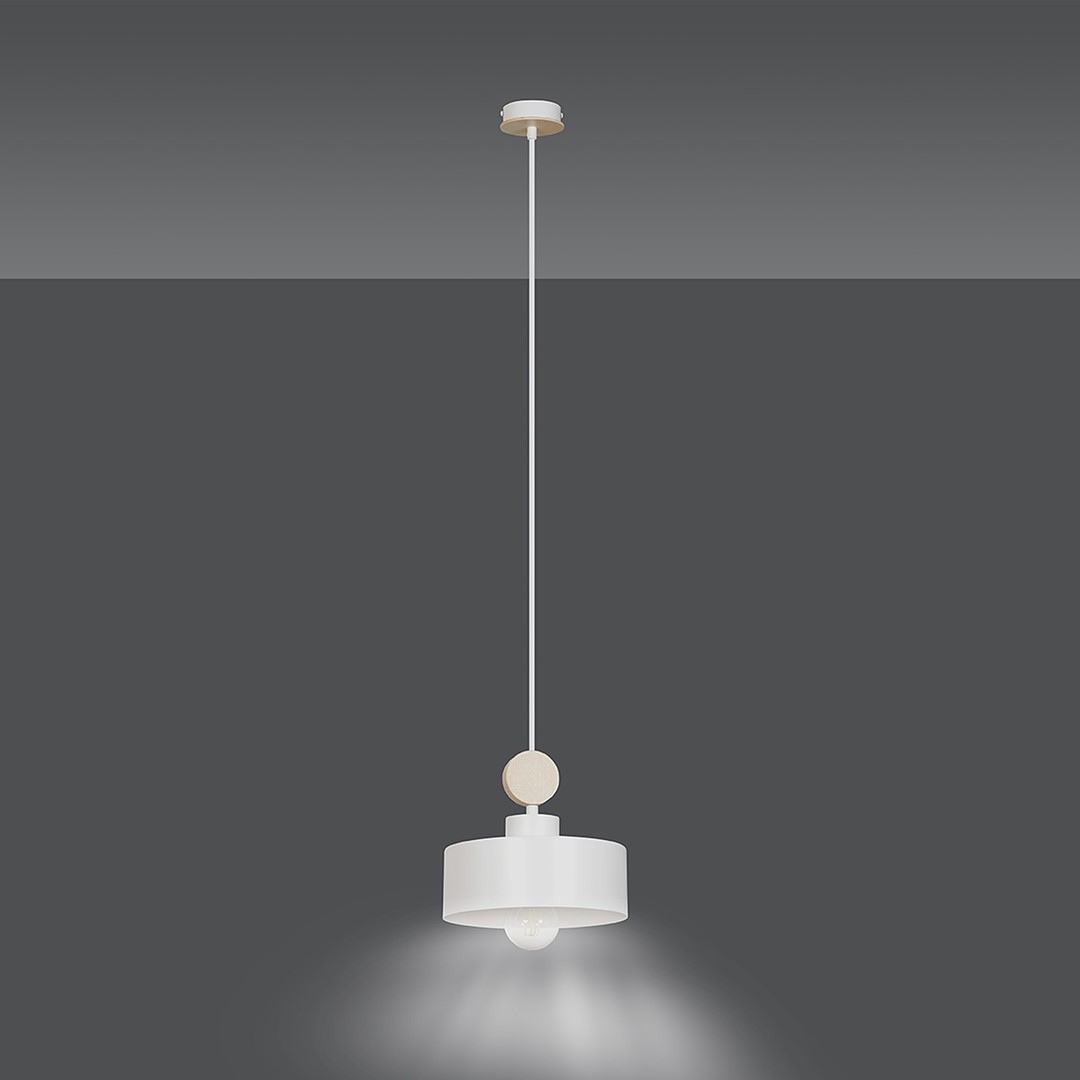Emibig Visilica TUNISO 230V 15W MAX LED E27 Čelik/ Drvo Bijela
