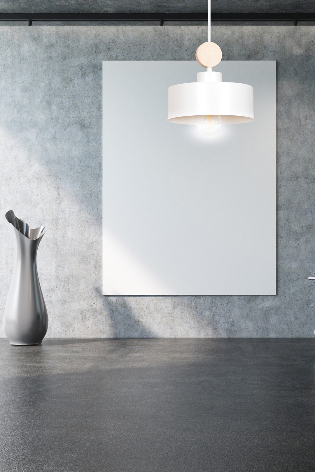 Emibig Visilica TUNISO 230V 15W MAX LED E27 Čelik/ Drvo Bijela